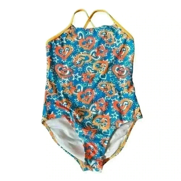 Girls OP Blue and Orange Swimsuit Size Large - Picture 1 of 5